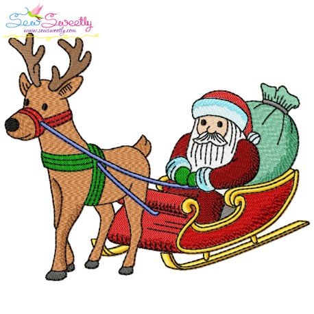 Santa Sleigh-6 Embroidery Design Pattern-1