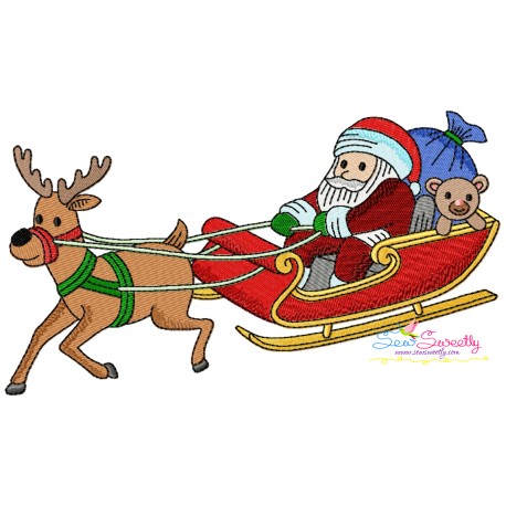 Santa Sleigh-5 Embroidery Design Pattern