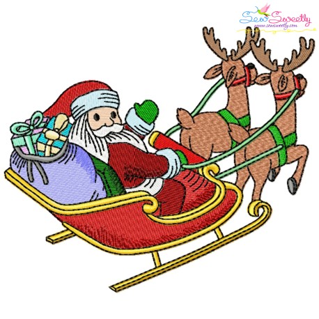 Santa Sleigh-4 Embroidery Design Pattern