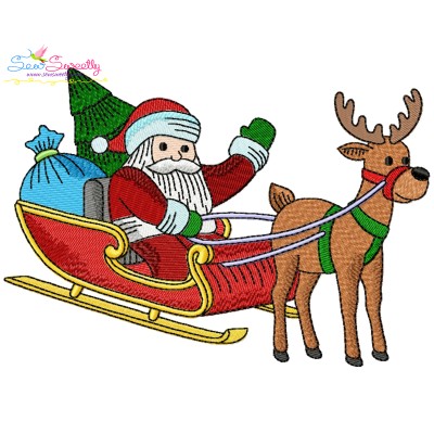 Santa Sleigh-3 Embroidery Design Pattern-1