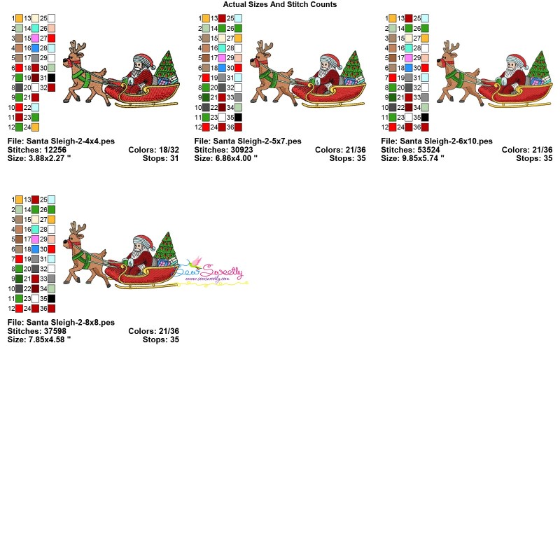 Santa Sleigh-2 Embroidery Design Pattern