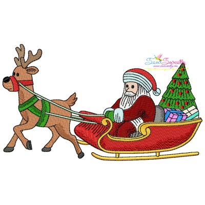 Santa Sleigh-2 Embroidery Design Pattern-1