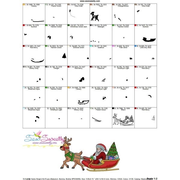 Santa Sleigh-2 Embroidery Design Pattern