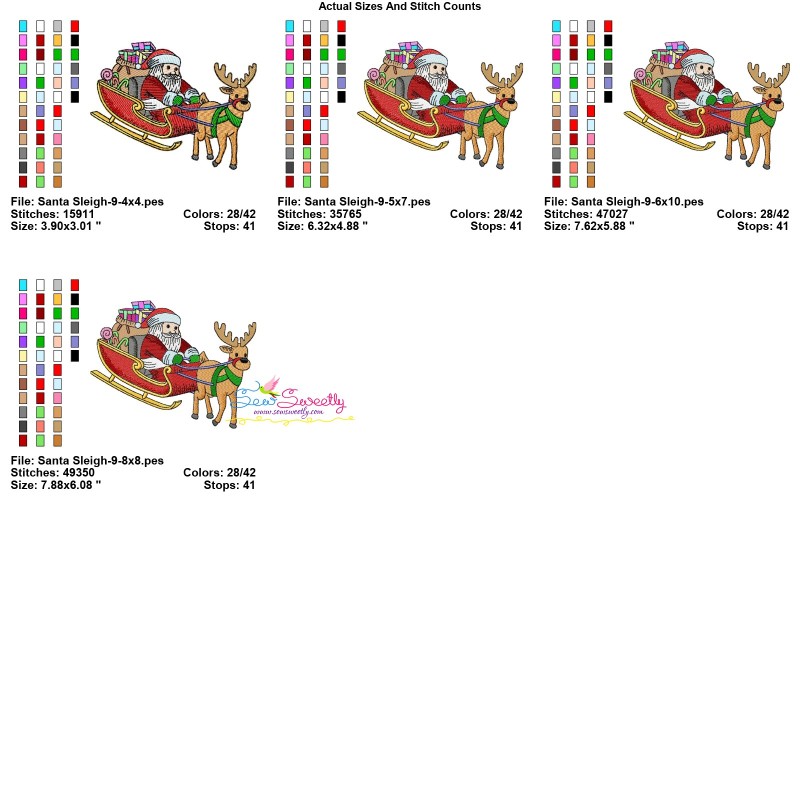 Santa Sleigh-9 Embroidery Design Pattern