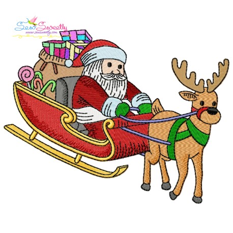 Santa Sleigh-9 Embroidery Design Pattern