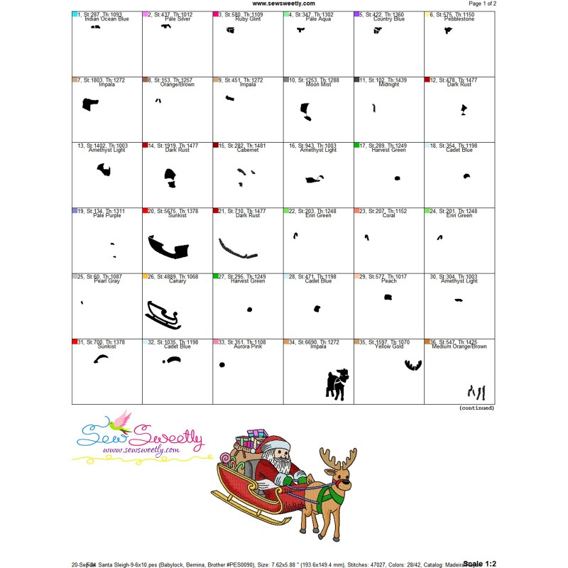 Santa Sleigh-9 Embroidery Design Pattern