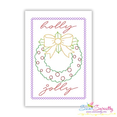 Christmas Cardstock Embroidery Design - Holly Jolly Wreath-1