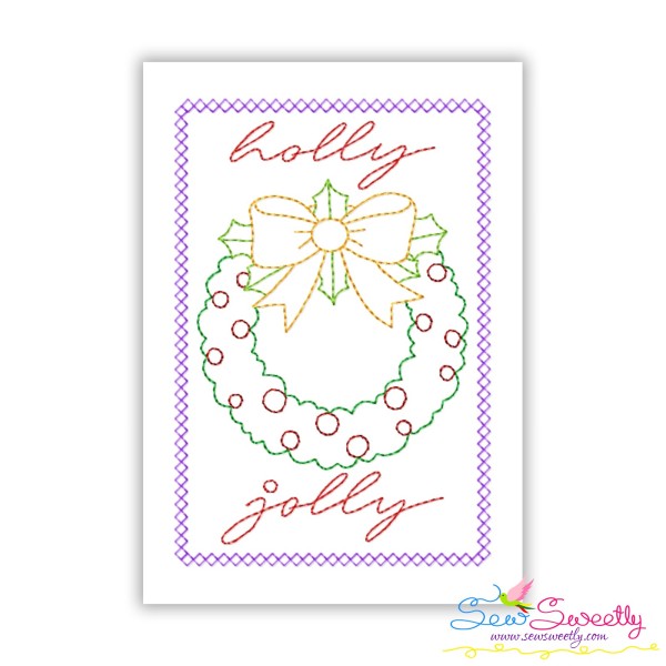 Christmas Cardstock Embroidery Design - Holly Jolly Wreath-1