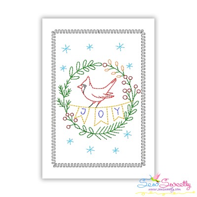 Christmas Cardstock Embroidery Design - Joy Cardinal Bird-1