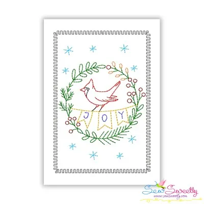 Christmas Cardstock Embroidery Design - Joy Cardinal Bird-1