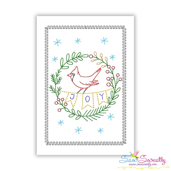 Christmas Cardstock Embroidery Design - Joy Cardinal Bird-1