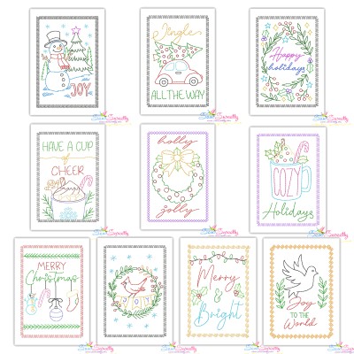 Christmas Cardstock Embroidery Design Bundle - Greeting Cards-1