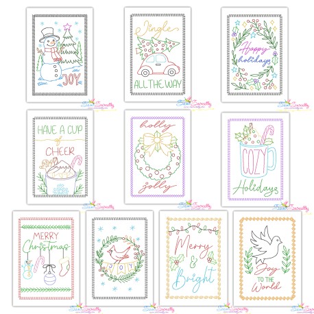 Christmas Cardstock Embroidery Design Bundle - Greeting Cards-1