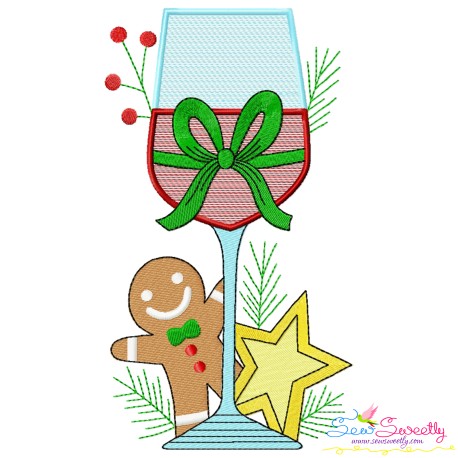 Embroidery Design - Christmas Wine Glass-10