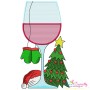 Christmas Wine Glasses Embroidery Design Bundle-11