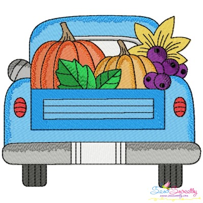 Embroidery Design - Farm Truck With Pumpkins-1