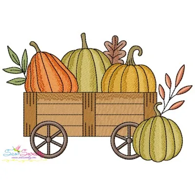 Embroidery Design - Wheelbarrow With Pumpkins-1