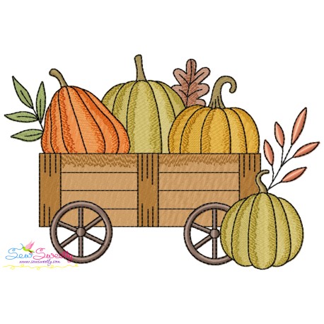 Embroidery Design - Wheelbarrow With Pumpkins