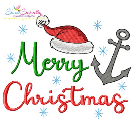 Embroidery Design - Merry Christmas Anchor