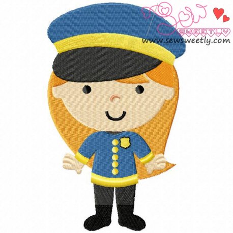 Little Police Girl Embroidery Design- 1