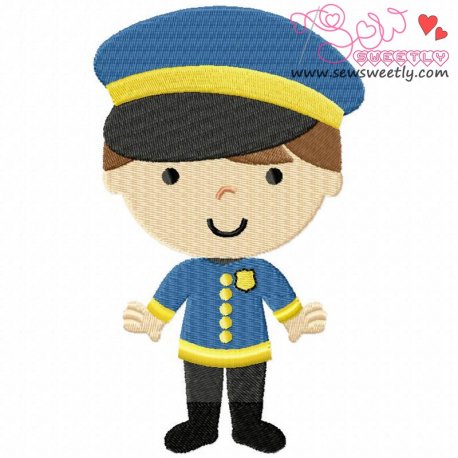 Little Police Boy Embroidery Design Pattern-1