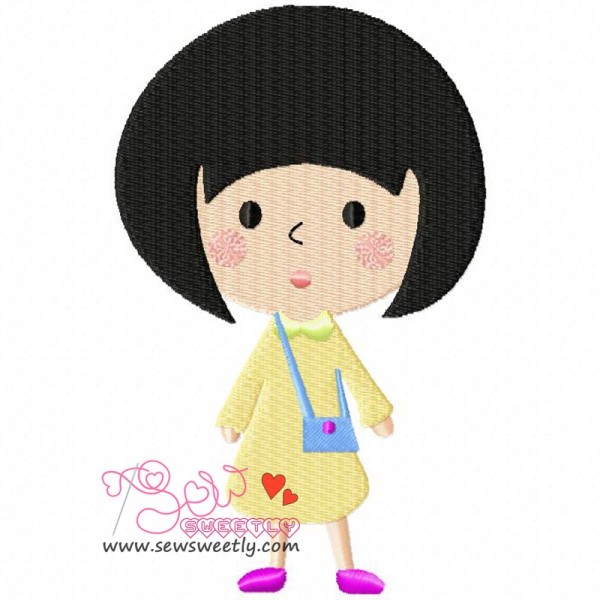 Cute Little Girl Embroidery Design Pattern-1