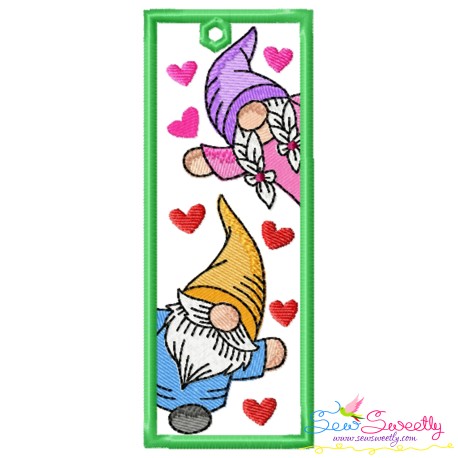 Bookmark Embroidery Design - Valentine Gnome - 9