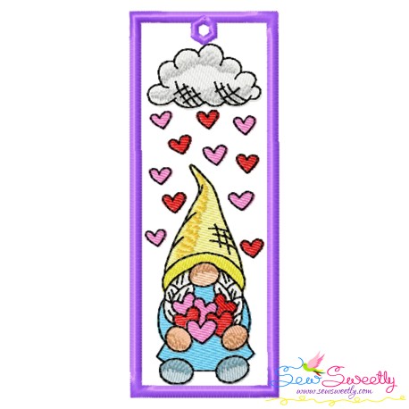 Bookmark Embroidery Design - Valentine Gnome - 8