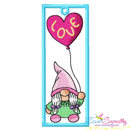 Bookmark Embroidery Design - Valentine Gnome - 7