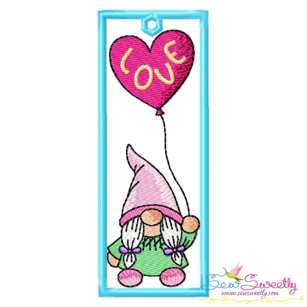 Bookmark Embroidery Design - Valentine Gnome - 7