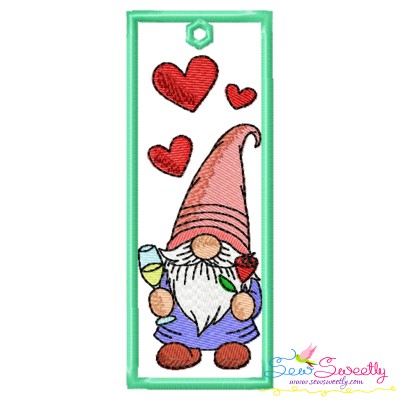 Bookmark Embroidery Design - Valentine Gnome - 6