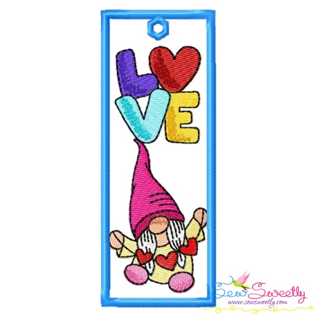 Bookmark Embroidery Design - Valentine Gnome - 5