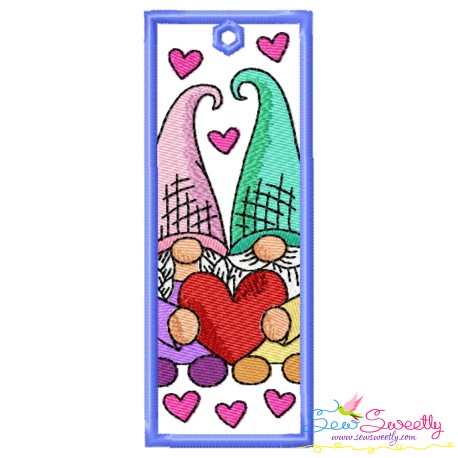 Bookmark Embroidery Design - Valentine Gnome - 4