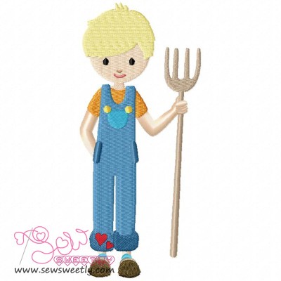 Farmer Boy Embroidery Design Pattern-1