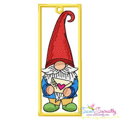 Bookmark Embroidery Design - Valentine Gnome - 3