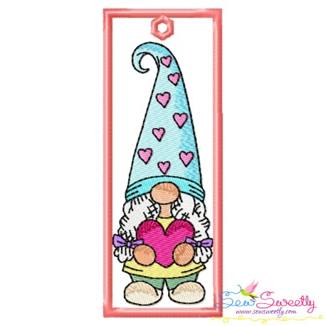 Bookmark Embroidery Design - Valentine Gnome - 2