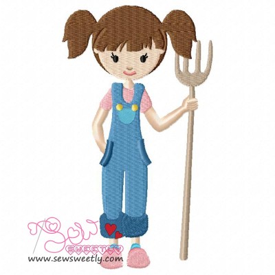 Farmer Girl Embroidery Design Pattern-1