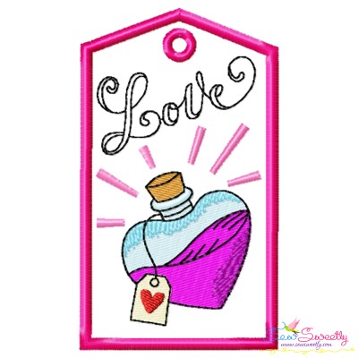 Valentine ITH Tag Embroidery Design - Love Potion