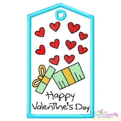 Valentine ITH Tag Embroidery Design - Happy Valentine's Day