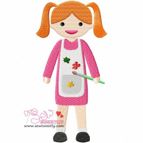 Little Artist Girl Embroidery Design- 1