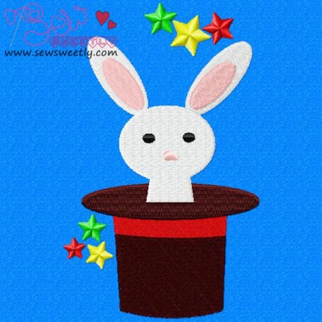 Rabbit In Hat Embroidery Design- 1