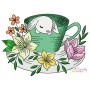 Bunny With Floral Cup Embroidery Design Bundle