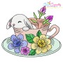 Bunny With Floral Cup Embroidery Design Bundle