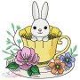 Bunny With Floral Cup Embroidery Design Bundle