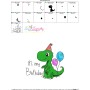 Birthday Baby Animal- Dinosaur Embroidery Design Pattern
