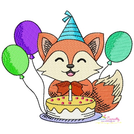 Birthday Baby Animal- Fox Embroidery Design Pattern