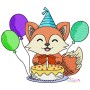 Birthday Baby Animal- Fox Embroidery Design Pattern