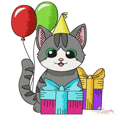 Birthday Baby Animal- Cat Embroidery Design Pattern