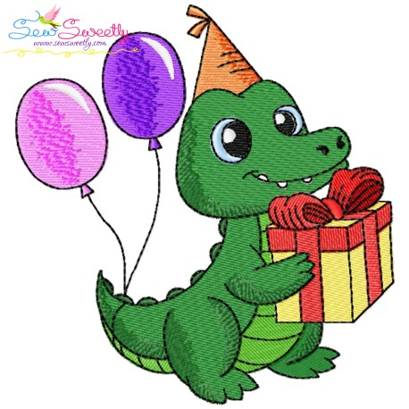 Birthday Baby Animal- Crocodile Embroidery Design Pattern