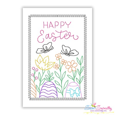 Easter Cardstock Embroidery Design - Happy Easter Garden